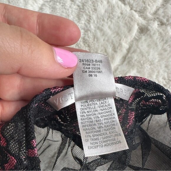 Victoria's Secret | Silver Label Black Chiffon Floral Babydoll | Size Medium - Picture 10 of 12